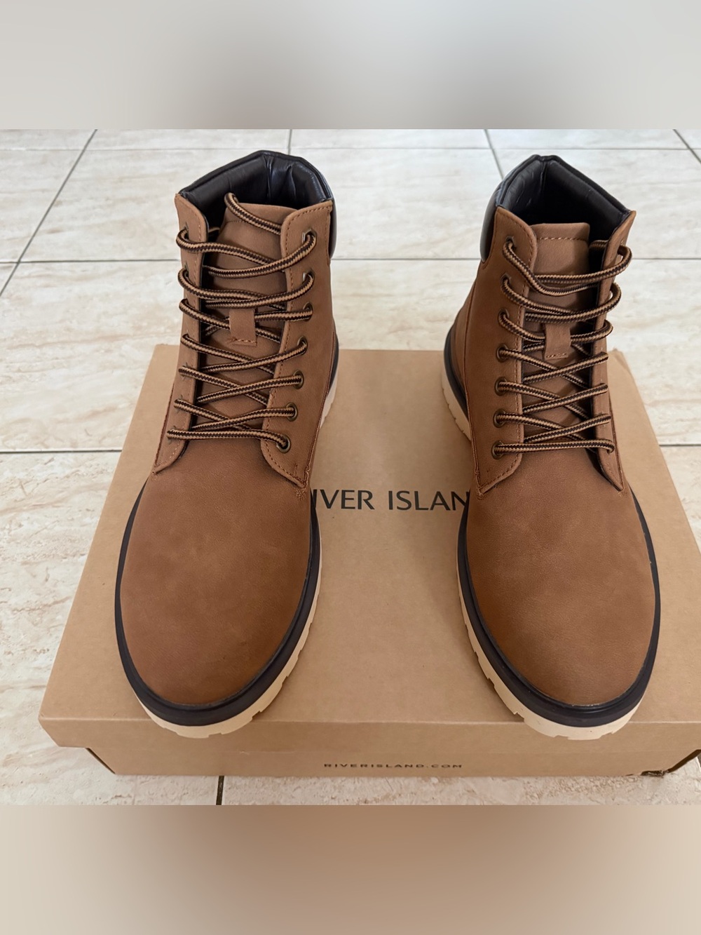 River Island Men's Brown Lace-Up Boots